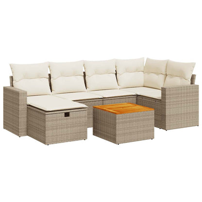 Sofasæt Til Haven 7 Dele Med Hynder Polyrattan - Billede 2