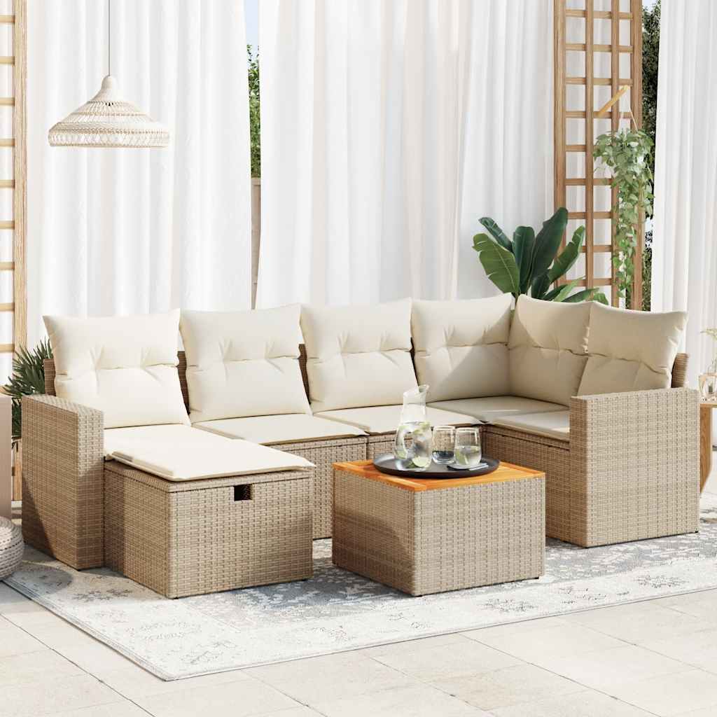 Sofasæt Til Haven 7 Dele Med Hynder Polyrattan - Hovedbillede