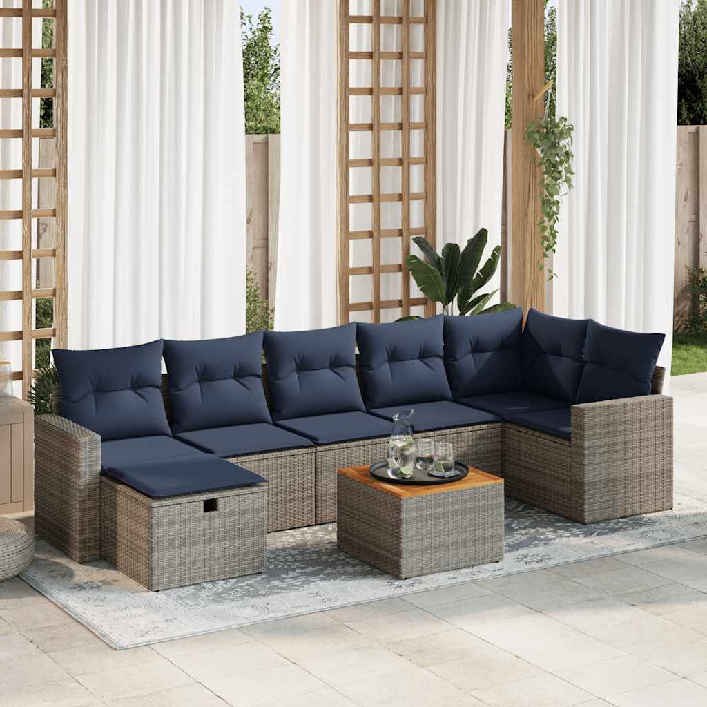 Sofasæt til Haven 8 Dele med Hynder Polyrattan Grå - hovedbillede