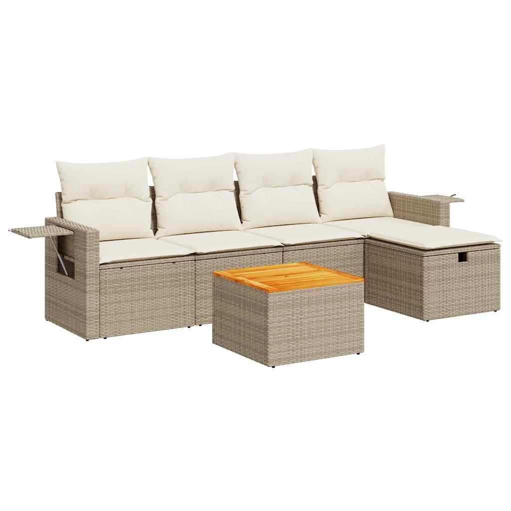 Sofasæt Til Haven 6 Dele Med Hynder Polyrattan - Billede 2