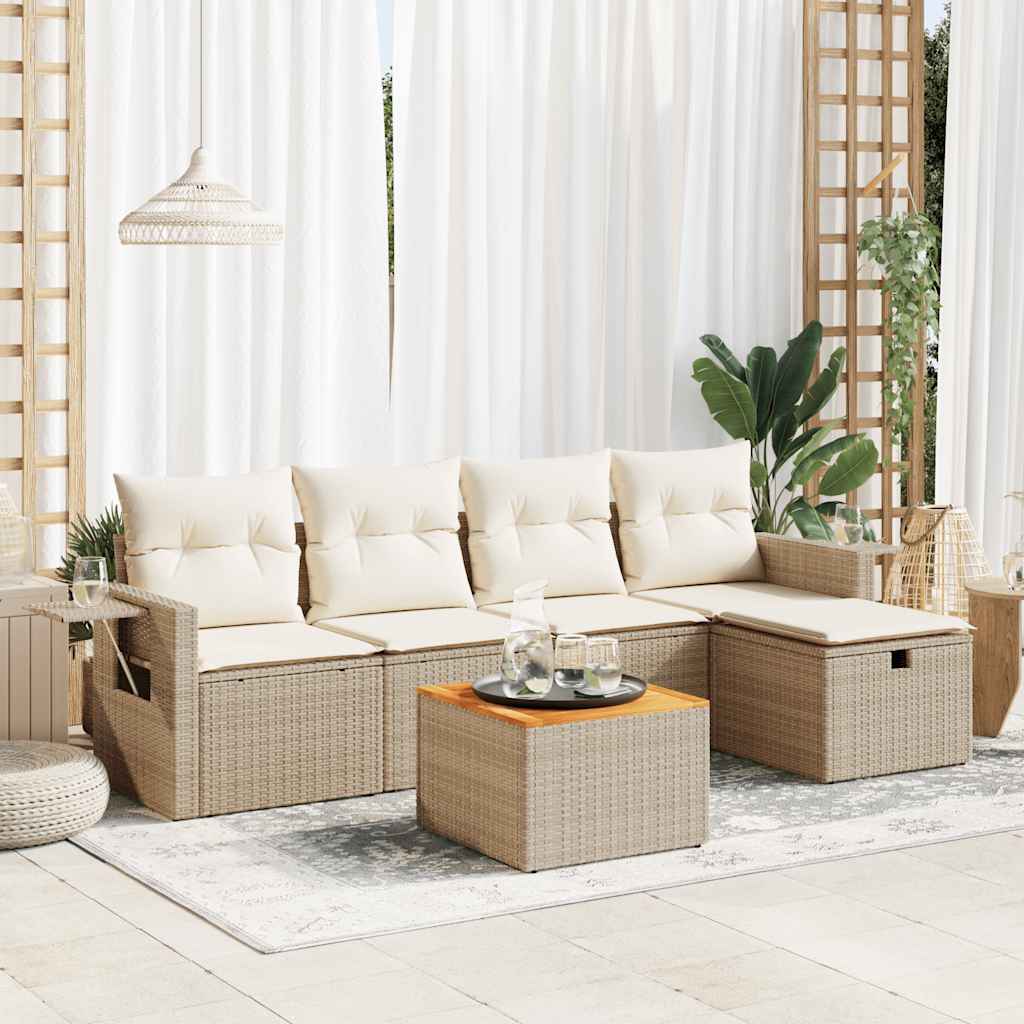 Sofasæt Til Haven 6 Dele Med Hynder Polyrattan - Hovedbillede
