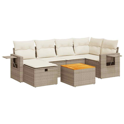 Sofasæt Til Haven 7 Dele Med Hynder Polyrattan - Billede 2
