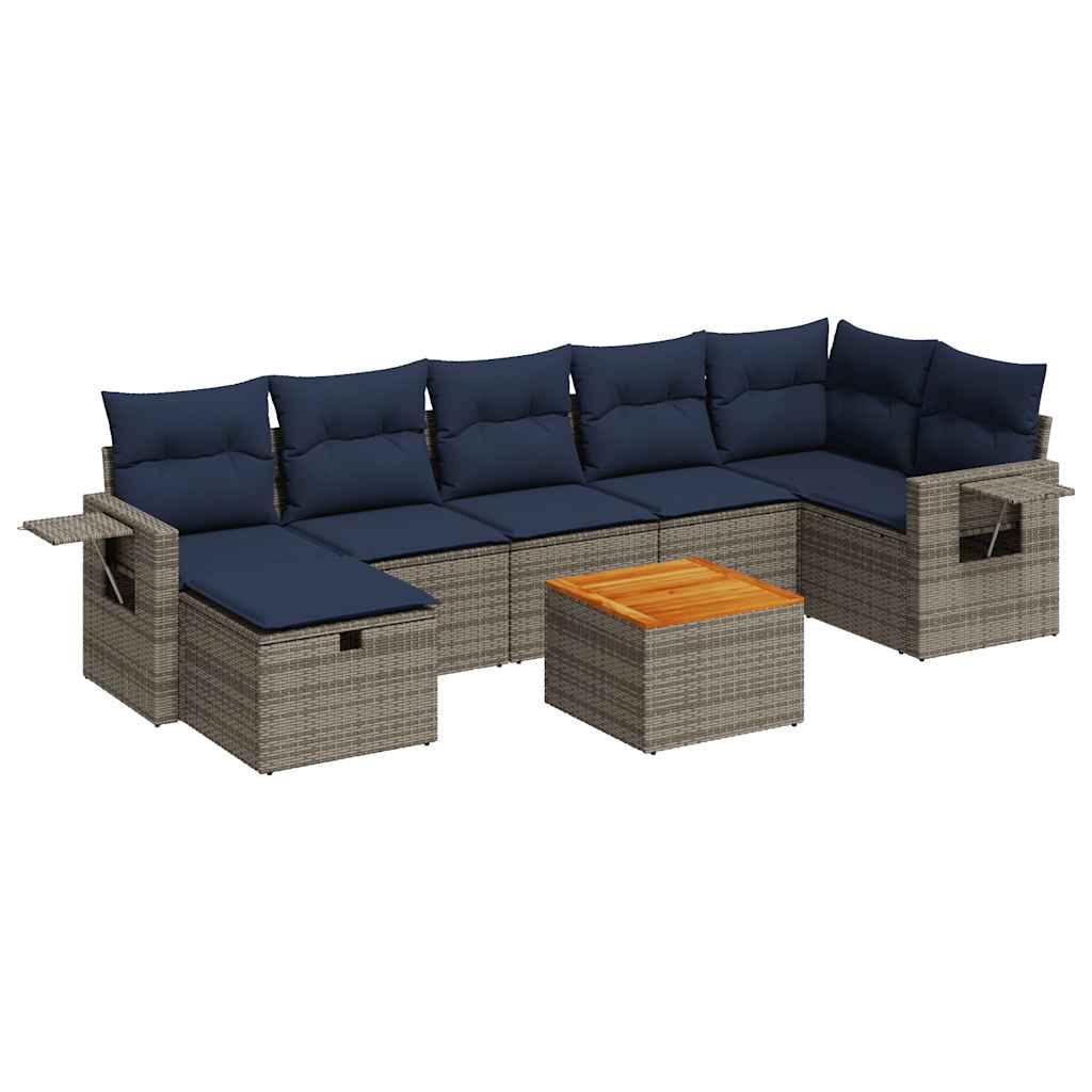 Sofasæt til Haven 8 Dele med Hynder Polyrattan Grå - billede 2