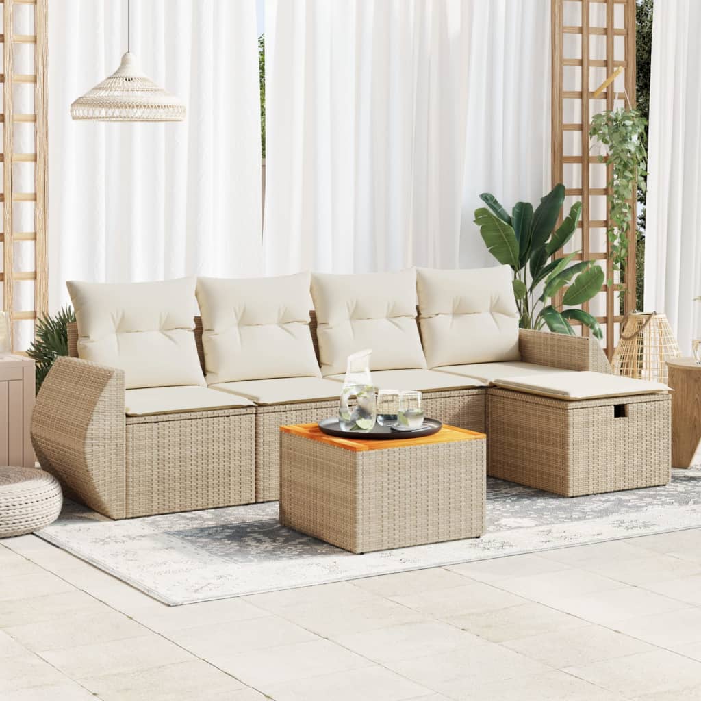 Sofasæt Til Haven 6 Dele Med Hynder Polyrattan - Hovedbillede