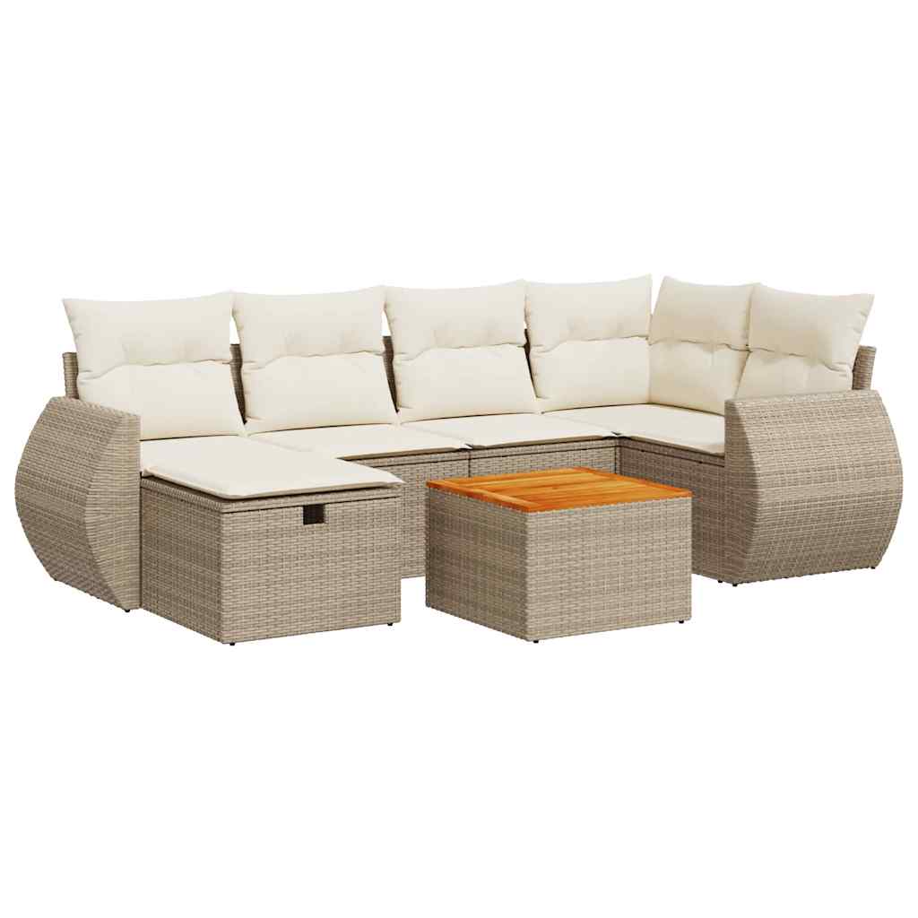Sofasæt Til Haven 7 Dele Med Hynder Polyrattan - Billede 2