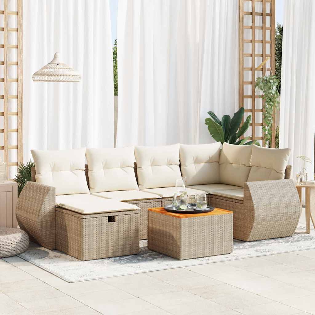 Sofasæt Til Haven 7 Dele Med Hynder Polyrattan - Hovedbillede