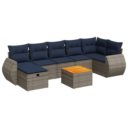 Sofasæt til Haven 8 Dele med Hynder Polyrattan Grå - billede 2