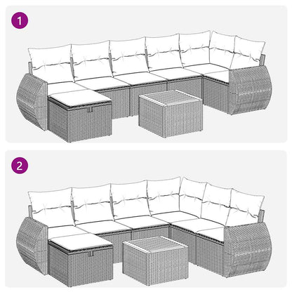 Sofasæt til Haven 8 Dele med Hynder Polyrattan Grå - billede 12