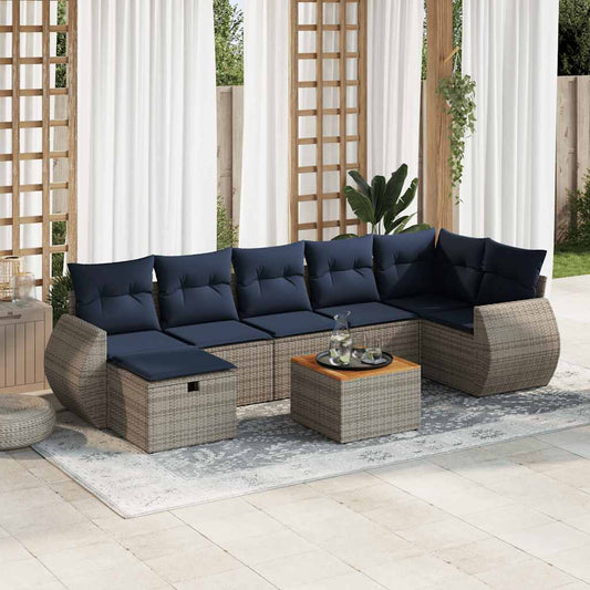 Sofasæt til Haven 8 Dele med Hynder Polyrattan Grå - hovedbillede