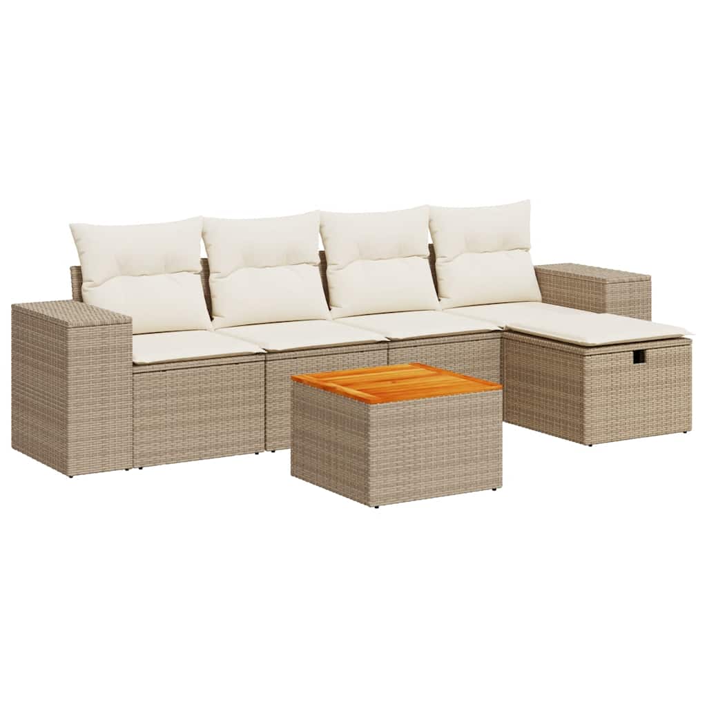 Sofasæt Til Haven 6 Dele Med Hynder Polyrattan - Billede 2