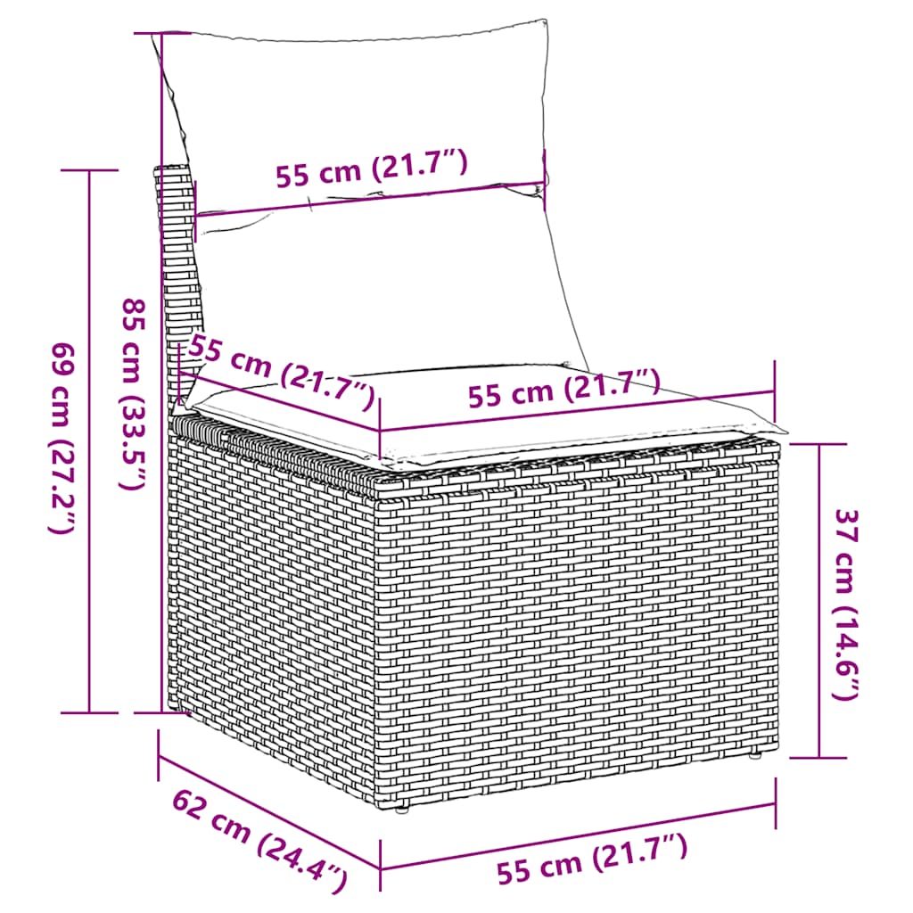 Sofasæt Til Haven 6 Dele Med Hynder Polyrattan - Billede 13