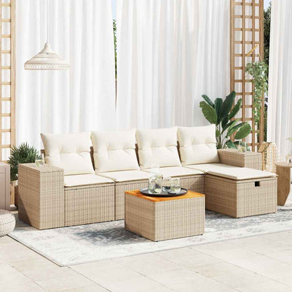 Sofasæt Til Haven 6 Dele Med Hynder Polyrattan - Hovedbillede