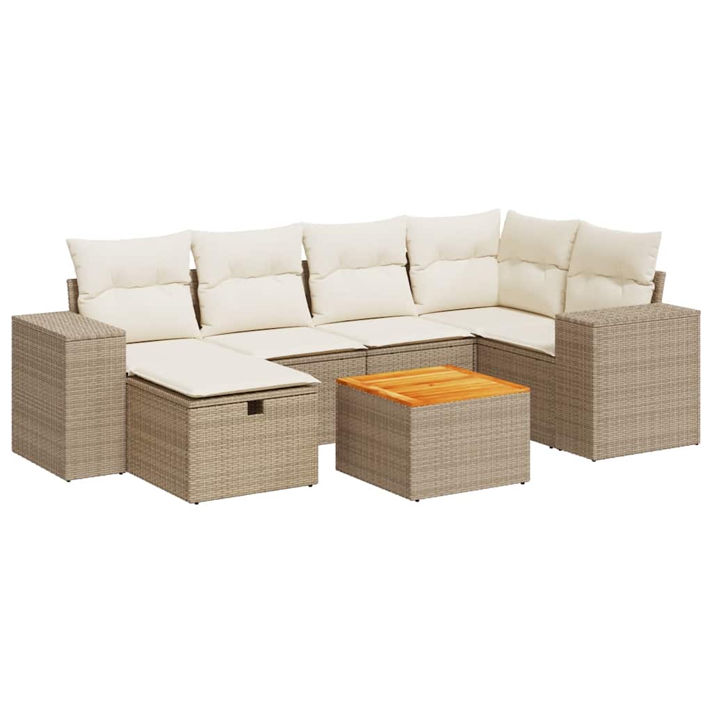 Sofasæt Til Haven 7 Dele Med Hynder Polyrattan - Billede 2
