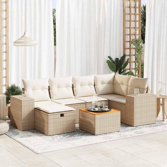 Sofasæt Til Haven 7 Dele Med Hynder Polyrattan - Hovedbillede