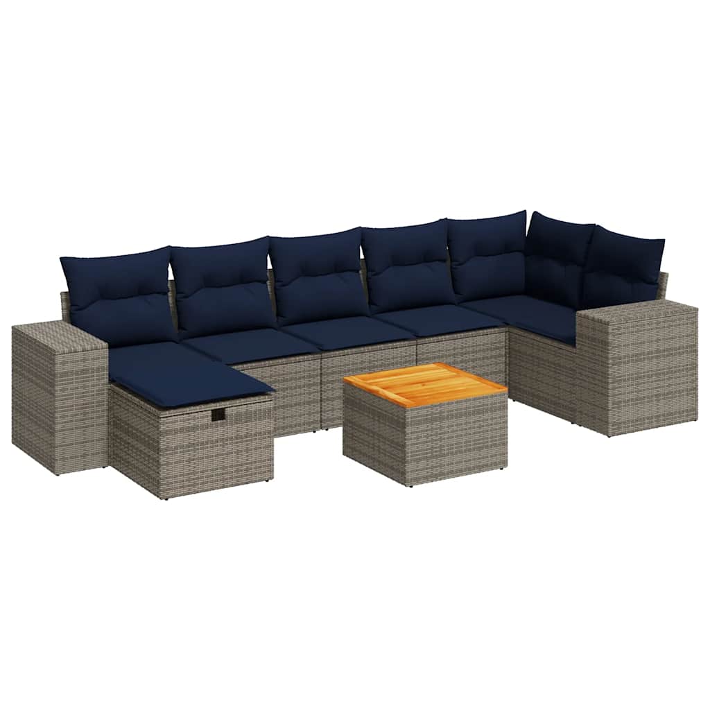 Sofasæt til Haven 8 Dele med Hynder Polyrattan Grå - billede 2