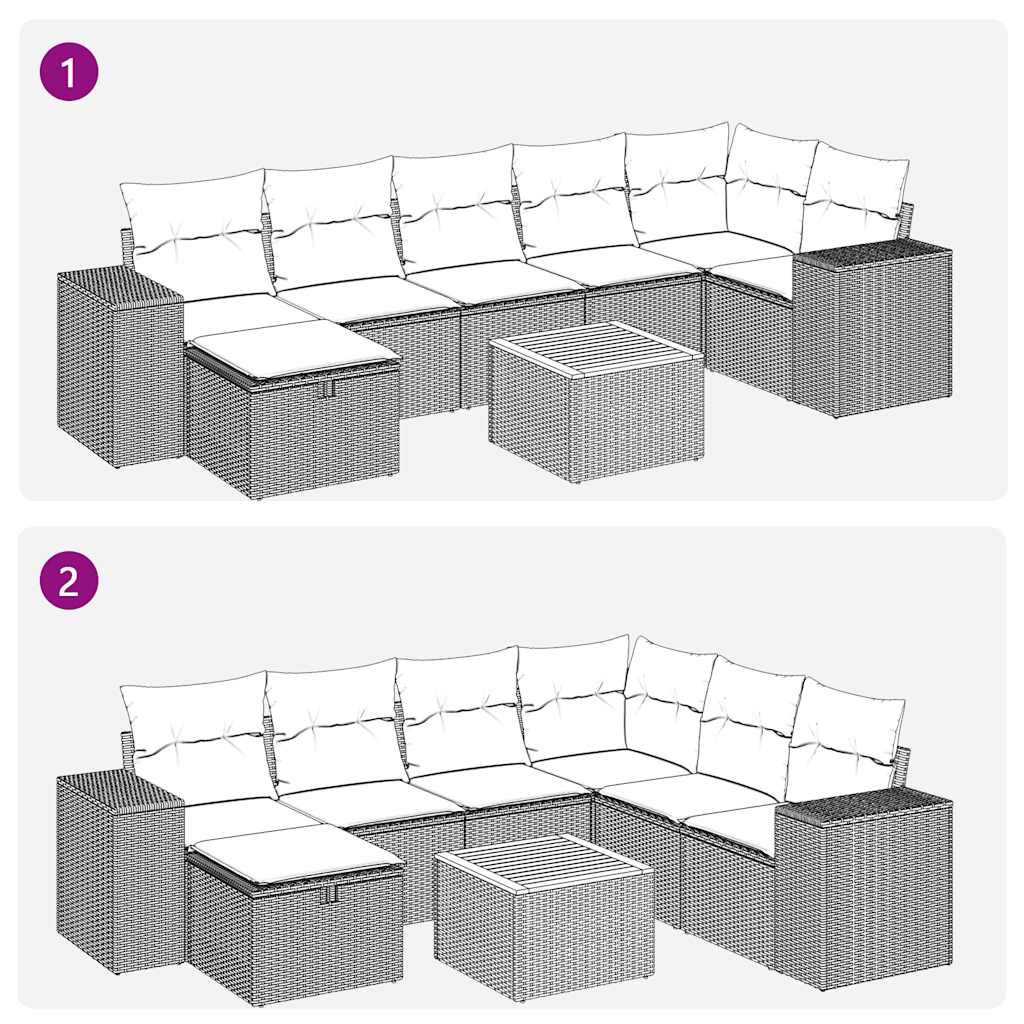 Sofasæt til Haven 8 Dele med Hynder Polyrattan Grå - billede 12