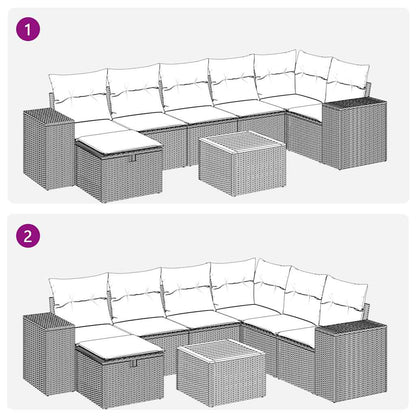 Sofasæt til Haven 8 Dele med Hynder Polyrattan Grå - billede 12