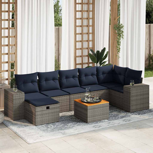 Sofasæt til Haven 8 Dele med Hynder Polyrattan Grå - hovedbillede