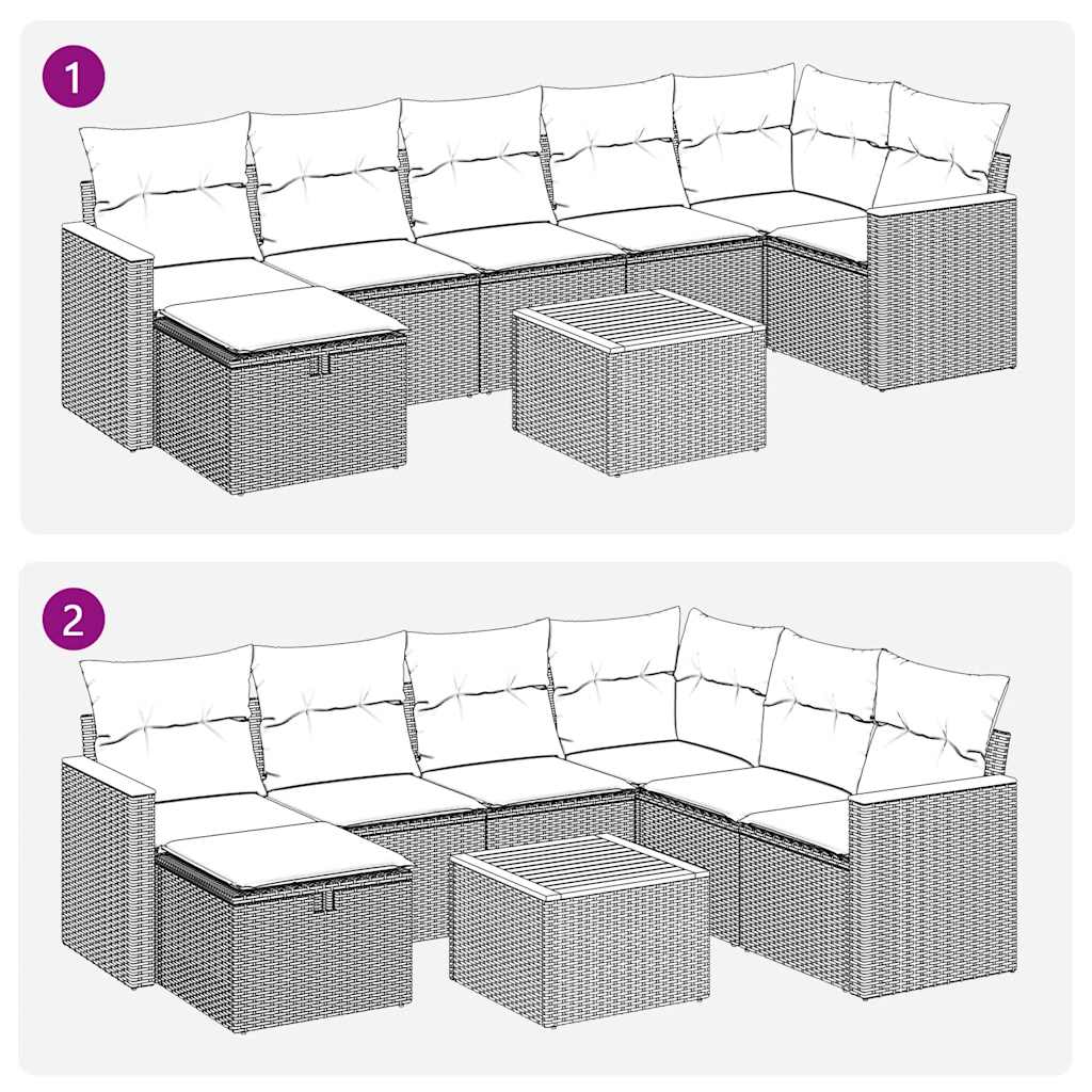 Sofasæt Til Haven 8 Dele Med Hynder Polyrattan - Billede 12
