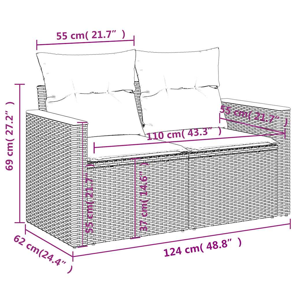 Sofasæt Til Haven 8 Dele Med Hynder Polyrattan - Billede 17