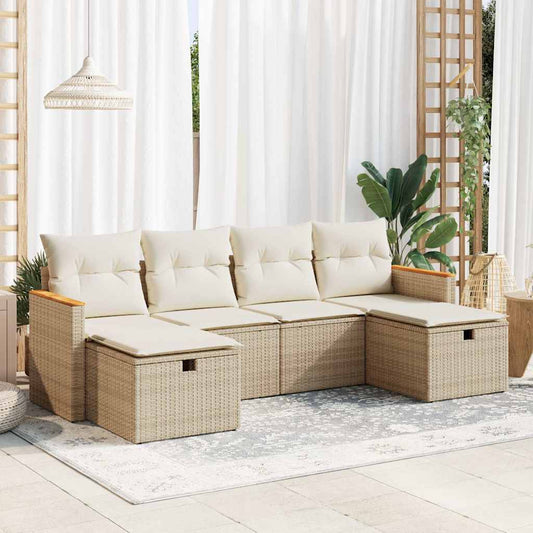 Sofasæt Til Haven 6 Dele Med Hynder Polyrattan - Hovedbillede