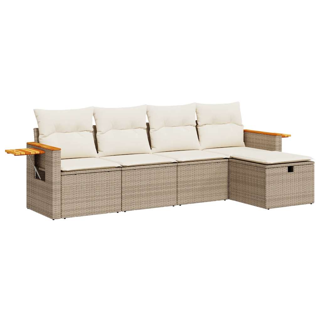 Sofasæt Til Haven 5 Dele Med Hynder Polyrattan - Billede 2