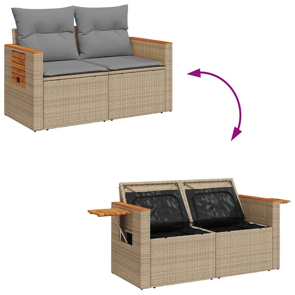 Sofasæt Til Haven 5 Dele Med Hynder Polyrattan Beige - Billede 6
