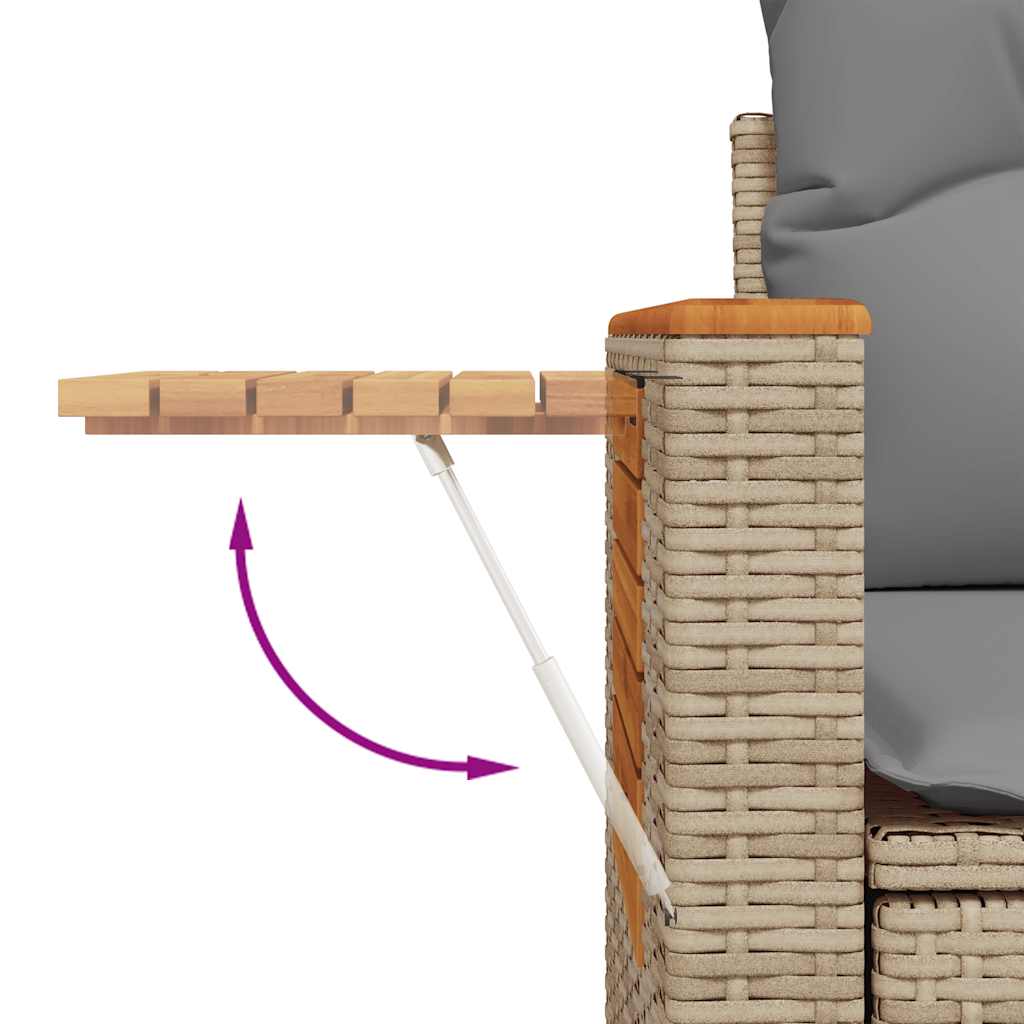 Sofasæt Til Haven 5 Dele Med Hynder Polyrattan Beige - Billede 9