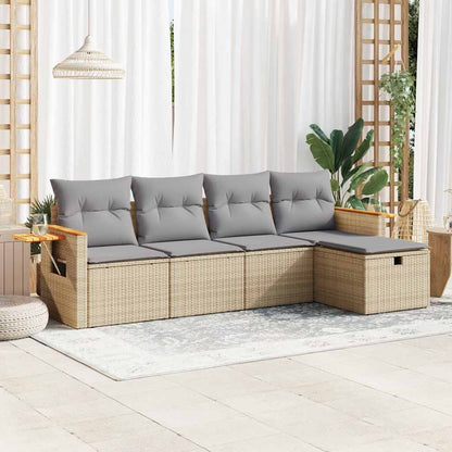 Sofasæt Til Haven 5 Dele Med Hynder Polyrattan Beige - Hovedbillede