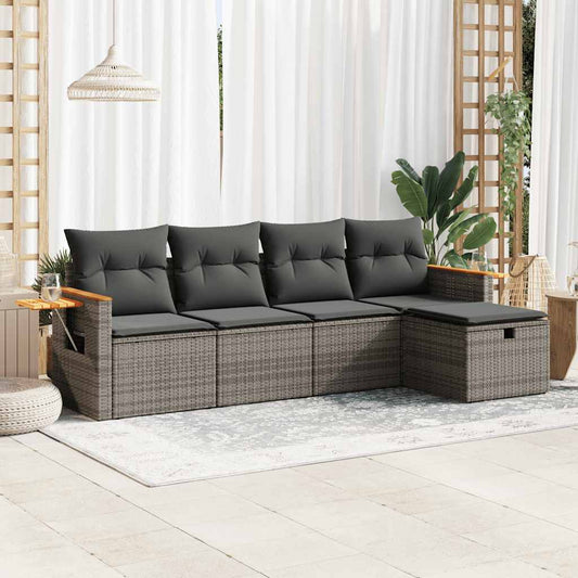 Sofasæt 5 Dele Med Hynder Polyrattan - Hovedbillede