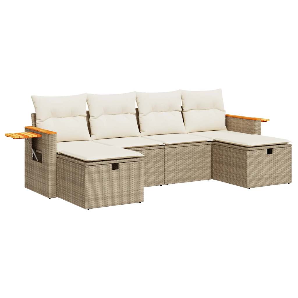 Sofasæt Til Haven 6 Dele Med Hynder Polyrattan - Billede 2