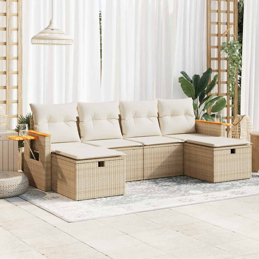Sofasæt Til Haven 6 Dele Med Hynder Polyrattan - Hovedbillede