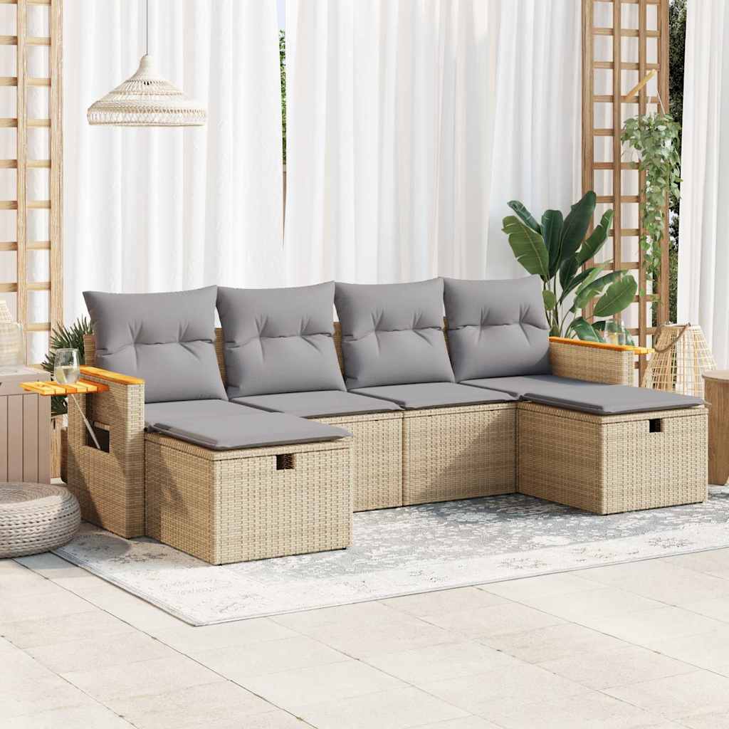 Sofasæt Til Haven 6 Dele Med Hynder Polyrattan - Variant 3326000