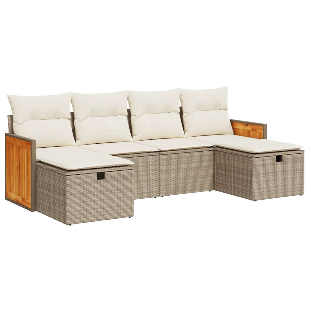 Sofasæt Til Haven 6 Dele Med Hynder Polyrattan - Billede 2