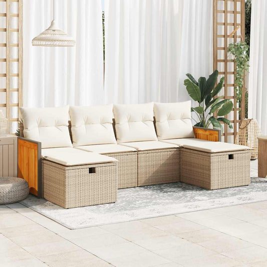 Sofasæt Til Haven 6 Dele Med Hynder Polyrattan - Hovedbillede