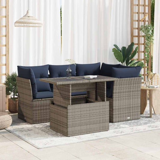 Sofasæt 5 Dele Med Hynder Polyrattan Akacietræ