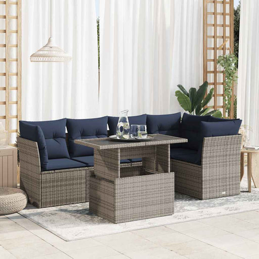 Sofasæt Til Haven 6 Dele Med Hynder Polyrattan Akacietræ