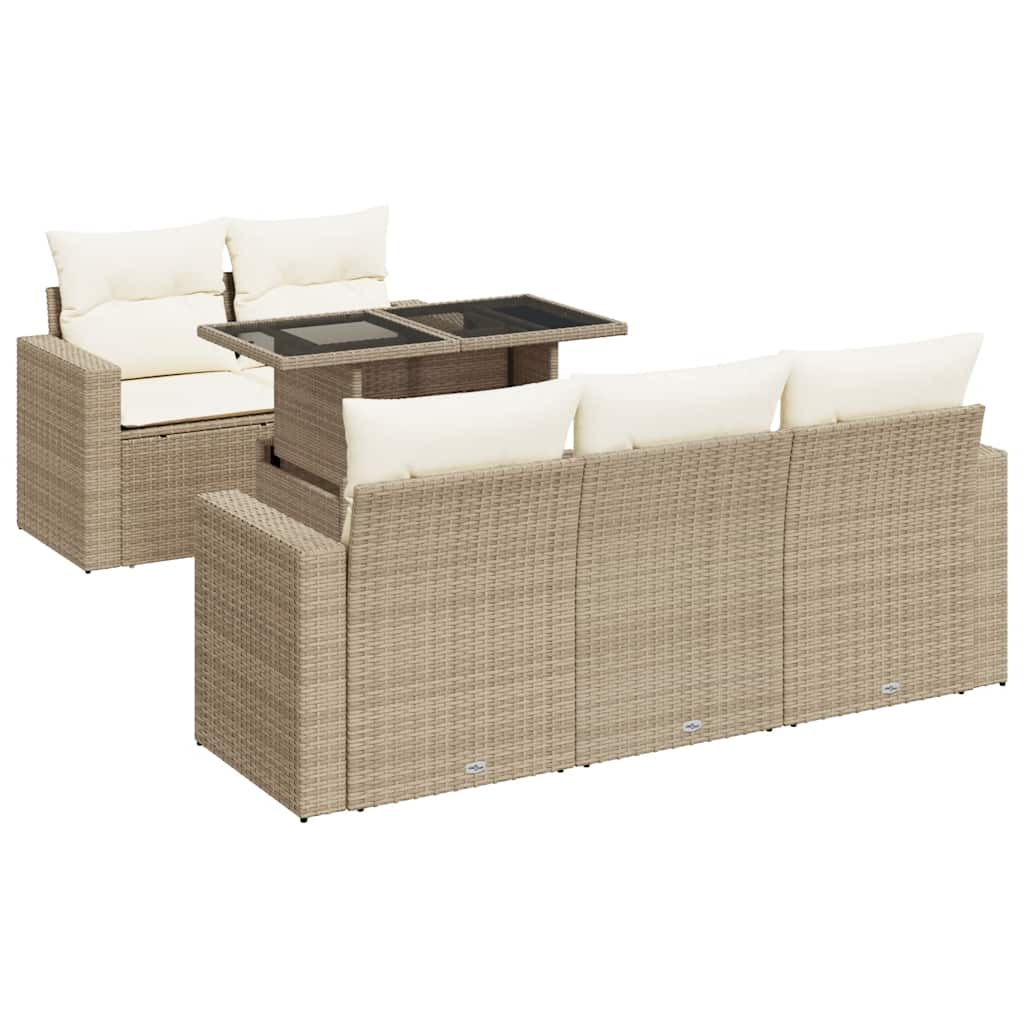 Sofasæt Til Haven 6 Dele Med Hynder Polyrattan - Billede 2