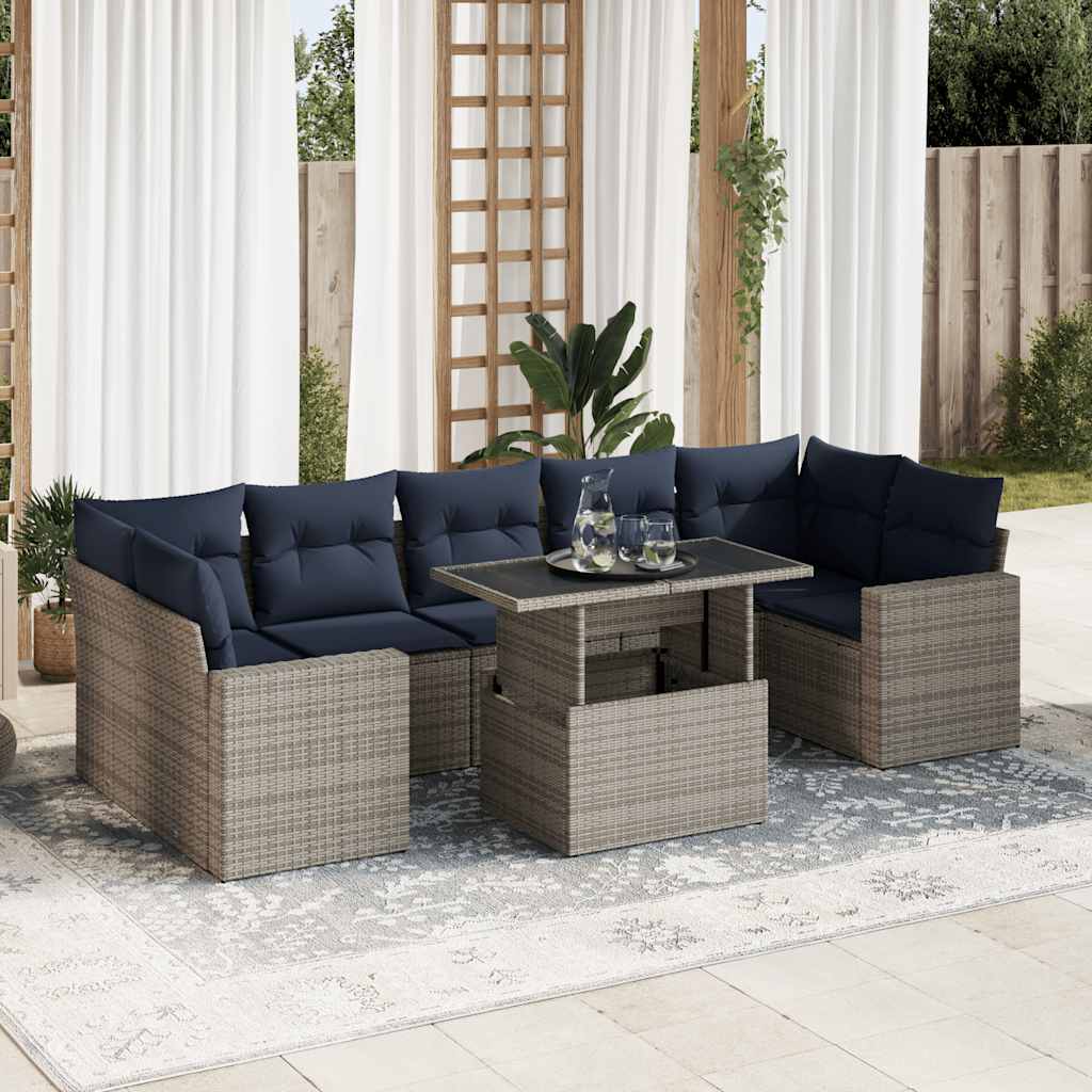 Sofasæt til Haven 8 Dele med Hynder Polyrattan Akacietræ - hovedbillede