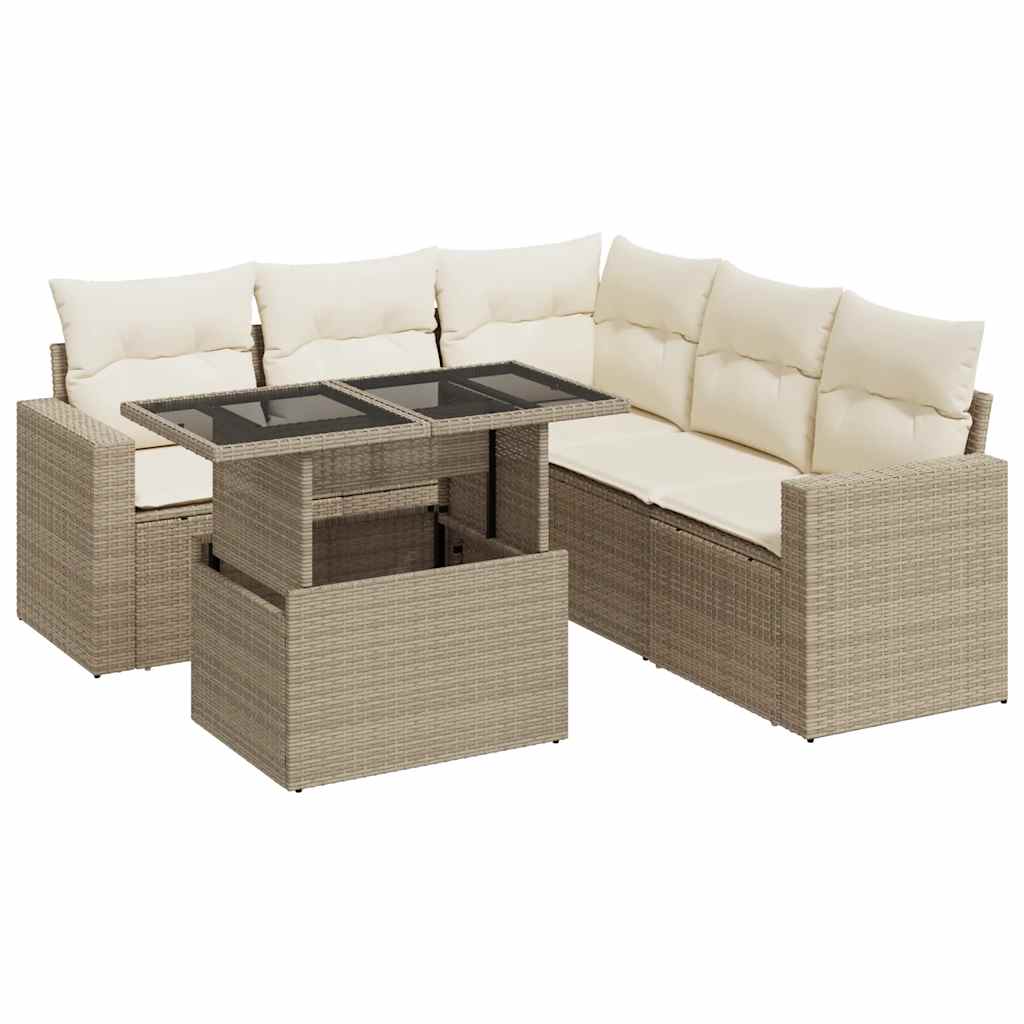 Sofasæt Til Haven 6 Dele Med Hynder Polyrattan - Billede 2
