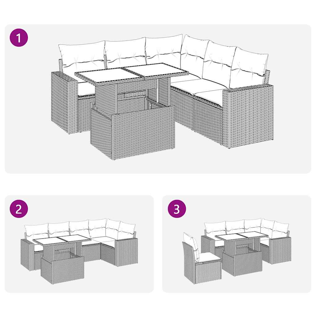 Sofasæt Til Haven 6 Dele Med Hynder Polyrattan - Billede 11