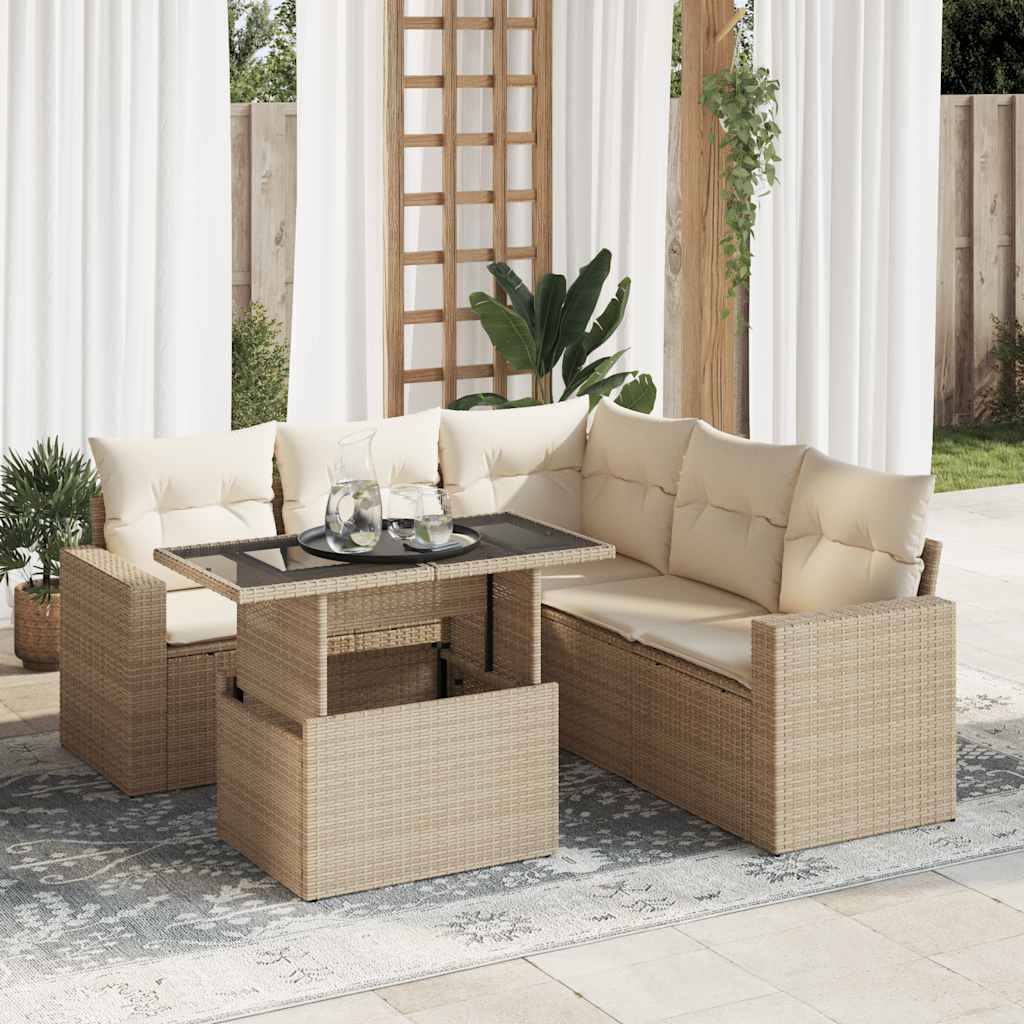 Sofasæt Til Haven 6 Dele Med Hynder Polyrattan - Hovedbillede