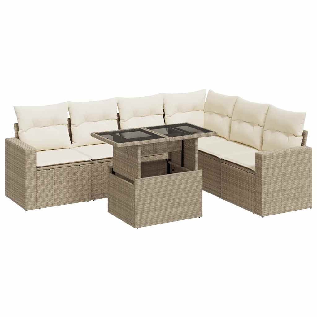 Sofasæt Til Haven 7 Dele Med Hynder Polyrattan - Billede 2