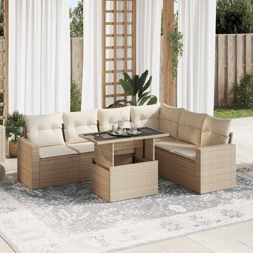 Sofasæt Til Haven 7 Dele Med Hynder Polyrattan - Hovedbillede