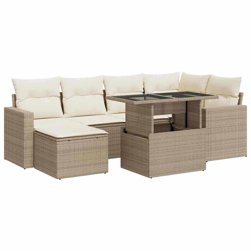 Sofasæt Til Haven 7 Dele Med Hynder Polyrattan - Billede 2