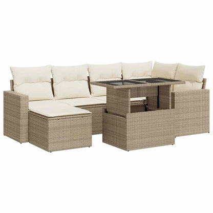 Sofasæt Til Haven 7 Dele Med Hynder Polyrattan - Billede 2