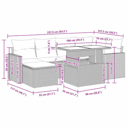 Sofasæt Til Haven 7 Dele Med Hynder Polyrattan - Billede 15