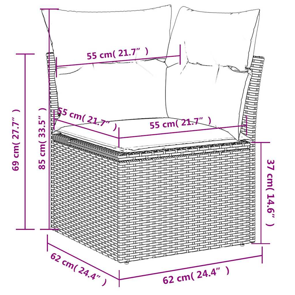 Sofasæt Til Haven 10 Dele Med Hynder Polyrattan - Billede 16