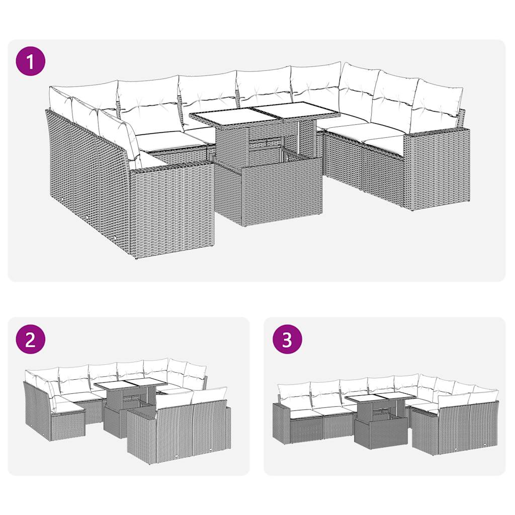 Sofasæt Til Haven 10 Dele Med Hynder Polyrattan - Billede 11