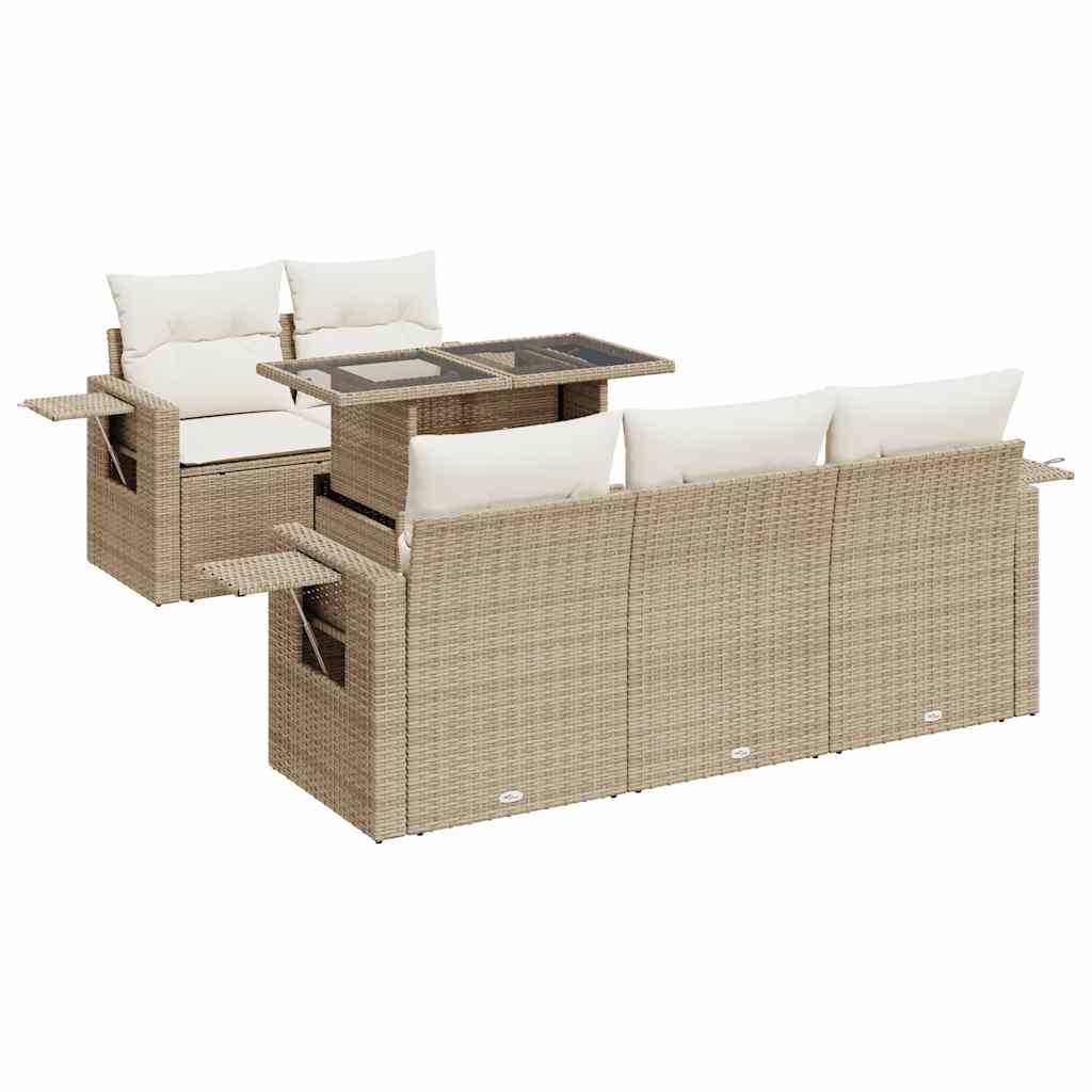 Sofasæt Til Haven 6 Dele Med Hynder Polyrattan - Billede 2